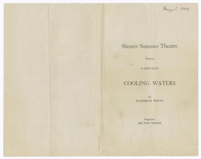 Programme for Shearer Summer Theatre's production of Cooling Waters, 1948. Creator: Unknown.