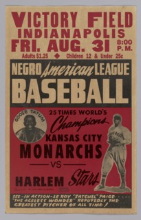 Poster advertising a game between the Kansas City Monarchs and the Harlem Stars, 1945. Creator: Unknown.