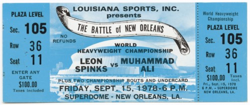 Ticket to a championship boxing match between Muhammad Ali and Leon Spinks, September 15, 1978. Creator: Unknown.