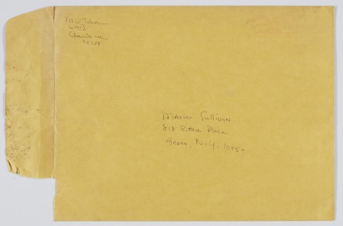 Envelope addressed to Maxine Sullivan, July 7, 1983. Creator: Unknown.