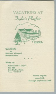 Vacations at Taylor's Playfair, 1950s. Creator: Unknown.