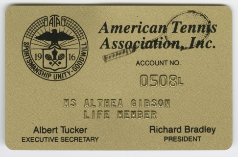 Membership card to the American Tennis Association for Althea Gibson, Aug 1995. Creator: Unknown.