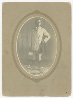Photograph of Amos Harper "off to school", ca. 1910. Creator: Lucius Harper.