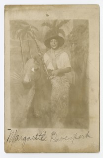 Photographic postcard portrait of Margarette Davenport in costume, early 20th century. Creator: Unknown.
