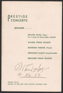 Programme from a concert featuring Roland Hayes, 1953. Creator: Unknown.