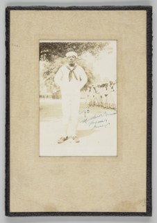 Framed photograph of an unidentified WWI sailor, 1917-1918. Creator: Unknown.