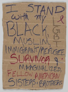 Sign from Women's March on Washington with "I Stand with...", 2017. Creator: Unknown.