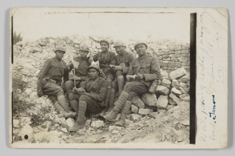 Photographic postcard of soliders in World War One at Verdun, July 2018. Creator: Unknown.