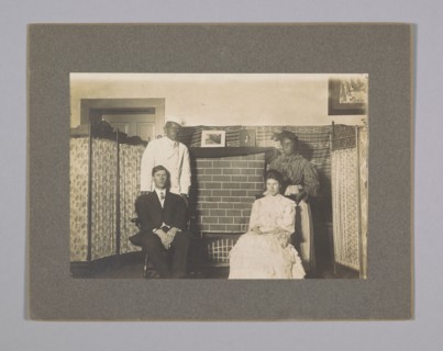 Photograph of theatre production with blackface actors and Oliver Howard Horner, ca. 1910. Creator: Unknown.