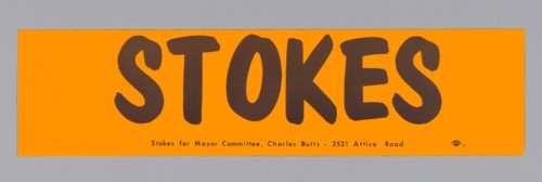 Bumper sticker endorsing Carl Stokes for Mayor of Cleveland, ca. 1967. Creator: Unknown.