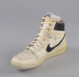 Right shoe worn and signed by George Gervin, 1972-1985. Creator: Nike.