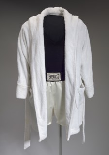 Robe and trunks worn by Denzel Washington as Rubin Carter in The Hurricane, 1999. Creator: Eric Winterling Inc..