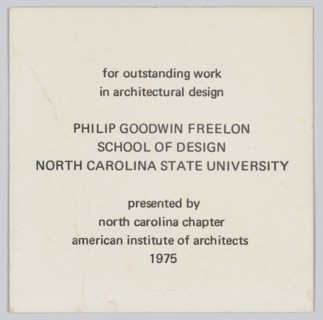 Card honouring Philip Goodwin Freelon, 1975. Creator: Unknown.