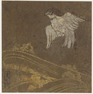 Waves and bird, Edo period, late 16th-early 17th century. Creator: Hon'ami Kôetsu.