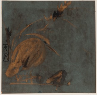 Heron and reeds, Edo period, early 17th century. Creator: Hon'ami Kôetsu.