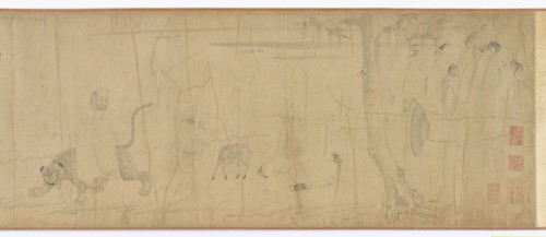 Luohans and animals crossing the sea, Ming dynasty, 16th-17th century. Creator: Unknown.