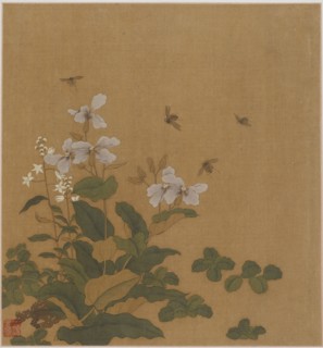 Bees hovering over flowers, Qing dynasty, 18th century. Creator: Unknown.
