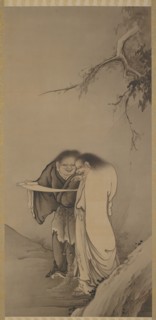 The Chinese Taoist Immortals, Han-shan and Shih-te (Kanzan and Jittoku), Meiji era, 1886. Creator: Hashimoto Gaho.