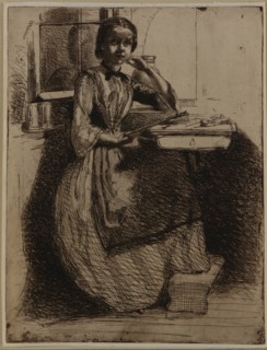 Gretchen at Heidelberg, 1858. Creator: James Abbott McNeill Whistler.
