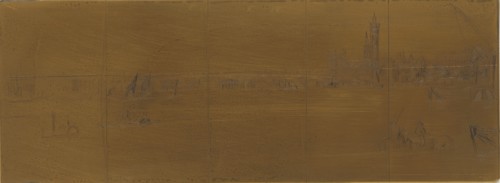 Etching plate: Old Westminster Bridge, 1859. Creator: James Abbott McNeill Whistler.