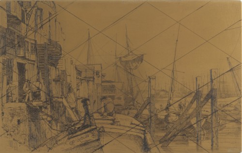 Etching plate: Limehouse, 1859. Creator: James Abbott McNeill Whistler.