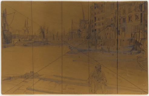 Etching plate: Eagle Wharf (Tyzac Whiteley and Co.), 1859. Creator: James Abbott McNeill Whistler.