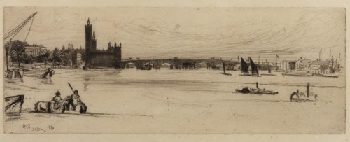 Old Westminster Bridge, 1859. Creator: James Abbott McNeill Whistler.