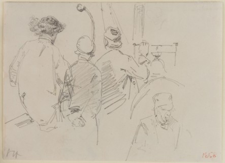 Four Men Aboard a Boat, 1858. Creator: James Abbott McNeill Whistler.