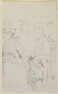 A Group of Figures around a Brazier, 1858. Creator: James Abbott McNeill Whistler.