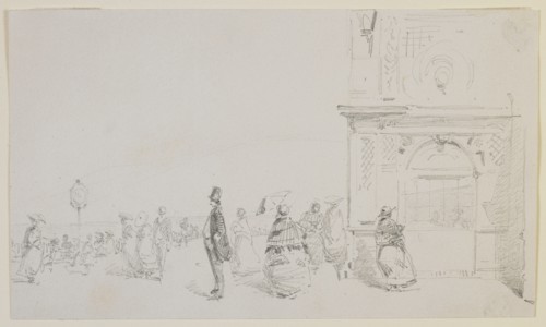 A group of figures on an esplanade, 1857. Creator: James Abbott McNeill Whistler.