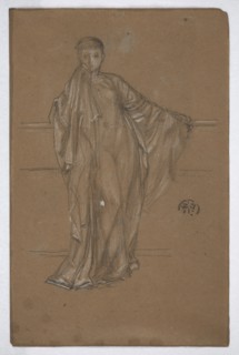 Draped Figure at a Railing, 1868-1870. Creator: James Abbott McNeill Whistler.