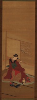 Interior: a girl and a kitten, Edo period, late 18th century. Creator: Katsukawa Shuncho.