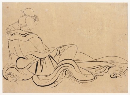 Seated woman scratching her head, late 18th-early 19th century. Creator: Hokusai.