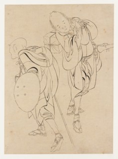 Travelers, late 18th-early 19th century. Creator: Hokusai.