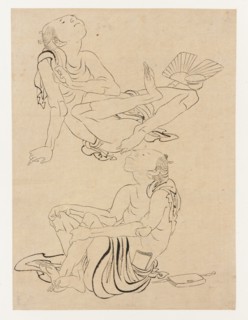 Two men relaxing in summer, Edo period, 19th century. Creator: Hokusai.