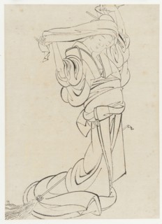 A Maid preparing to dust, Edo period, Early 19th century. Creator: Hokusai.