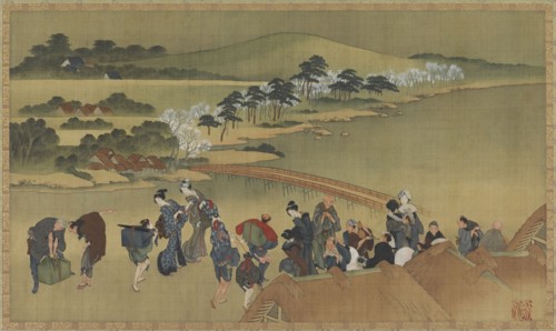 Cherry blossom viewing, late 18th-early 19th century. Creator: Hokusai.