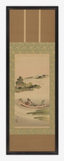 River landscape: ferry-boat and Mount Fuji, Edo period, 1842. Creator: Hokusai.
