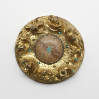 Gilt bronze plaque with animals in a landscape, Early Western Han dynasty, ca. 2nd century BCE. Creator: Unknown.