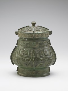 Lidded ritual wine container (you) with taotie and dragons, Late Shang dynasty, c1200-1100 BCE. Creator: Unknown.