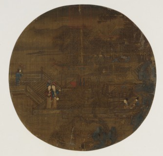 Pavilions and people, Ming dynasty, 1368-1644. Creator: Unknown.