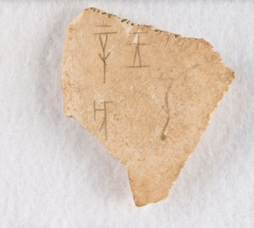 Inscribed bone fragment ("oracle bone"), Late Shang dynasty, ca. 1300-1050 BCE. Creator: Unknown.