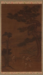 Landscape: handicraftsmen under a great pine tree, Ming dynasty, 16th-17th century. Creator: Unknown.