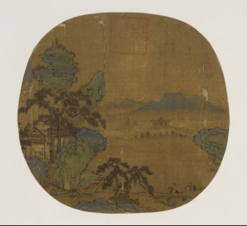 Fan mounted as an album leaf, Ming dynasty, 1368-1644. Creator: Unknown.