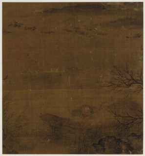 River scene: a man asleep in a boat - ducks swimming by, Ming dynasty, 1368-1644. Creator: Unknown.