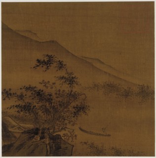 Landscape: hillsides, rocks, trees, house and a boat, Ming dynasty, 1368-1644. Creator: Unknown.