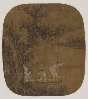 Enjoying a meal on board a boat, Ming dynasty, 16th-17th century. Creator: Unknown.