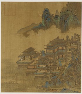 Landscape: a palace between lake and mountains, Ming or Qing dynasty, 17th century. Creator: Unknown.