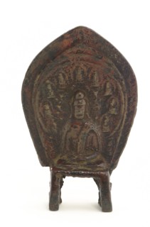 Relief statuette of seated Buddha with nine miniature Buddhas..., Period of Division, 5th century. Creator: Unknown.