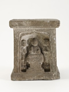 Pedestal with Buddha, bodhisattvas, and monks, Sui dynasty, 581-618. Creator: Unknown.